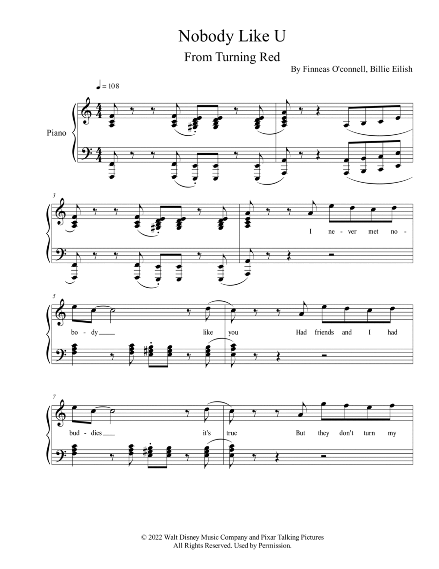 Nobody Like U Piano Solo scores gallery preview page 1