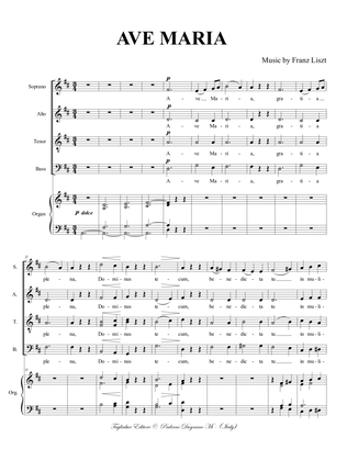 F. Liszt, AVE MARIA for SATB Choir and Org.