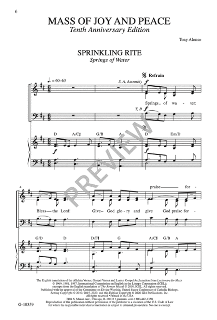 Mass of Joy and Peace, Tenth Anniversary edition - Choral / Accompaniment edition 3-Part scores gallery preview page 7