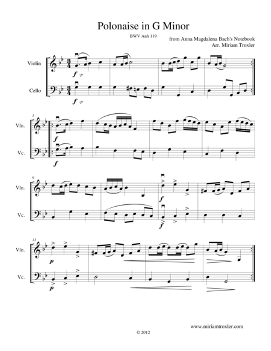 Polonaise in G Minor String Duet scores gallery preview page 1