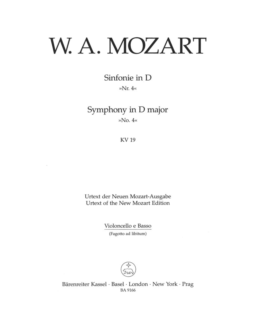 Symphony, No. 4 D major, KV 19