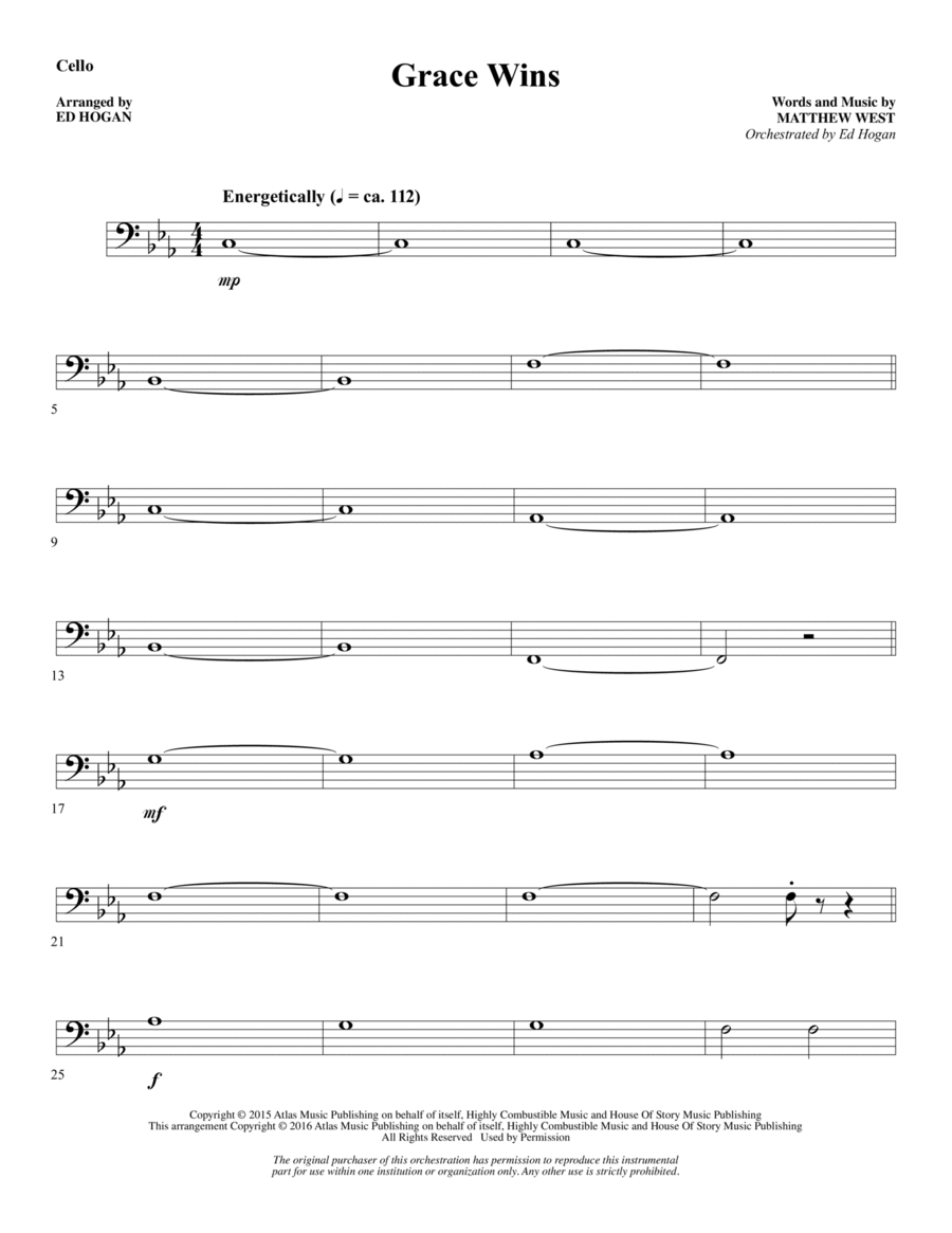 Grace Wins - Cello Choir scores gallery preview page 1