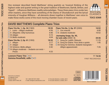 David Matthews: Complete Piano Trios