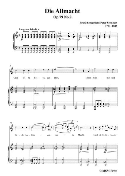 Schubert-Die Allmacht,Op.79 No.2,in C Major,for Voice&Piano image number null