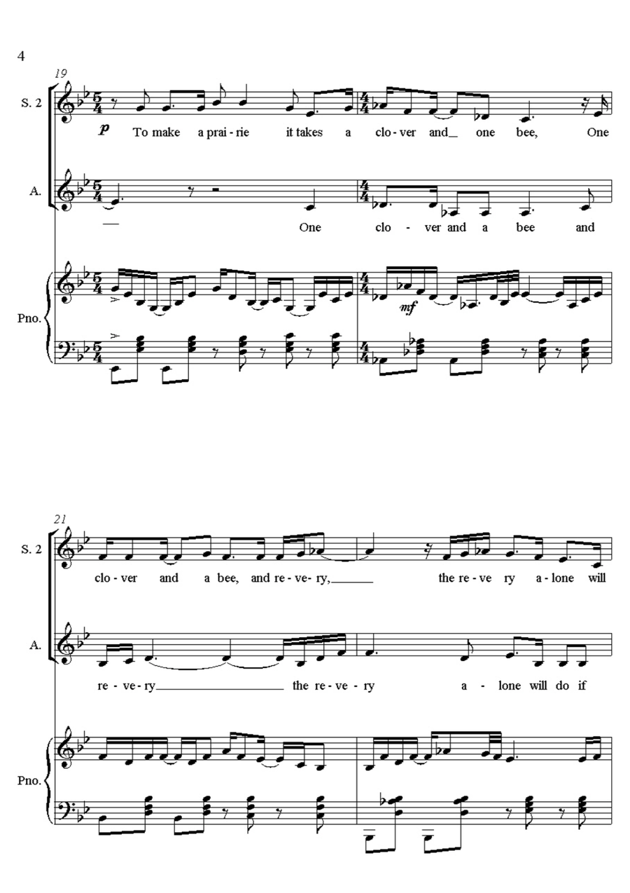 To Make a Prairie - for choir and piano 2-Part scores gallery preview page 4