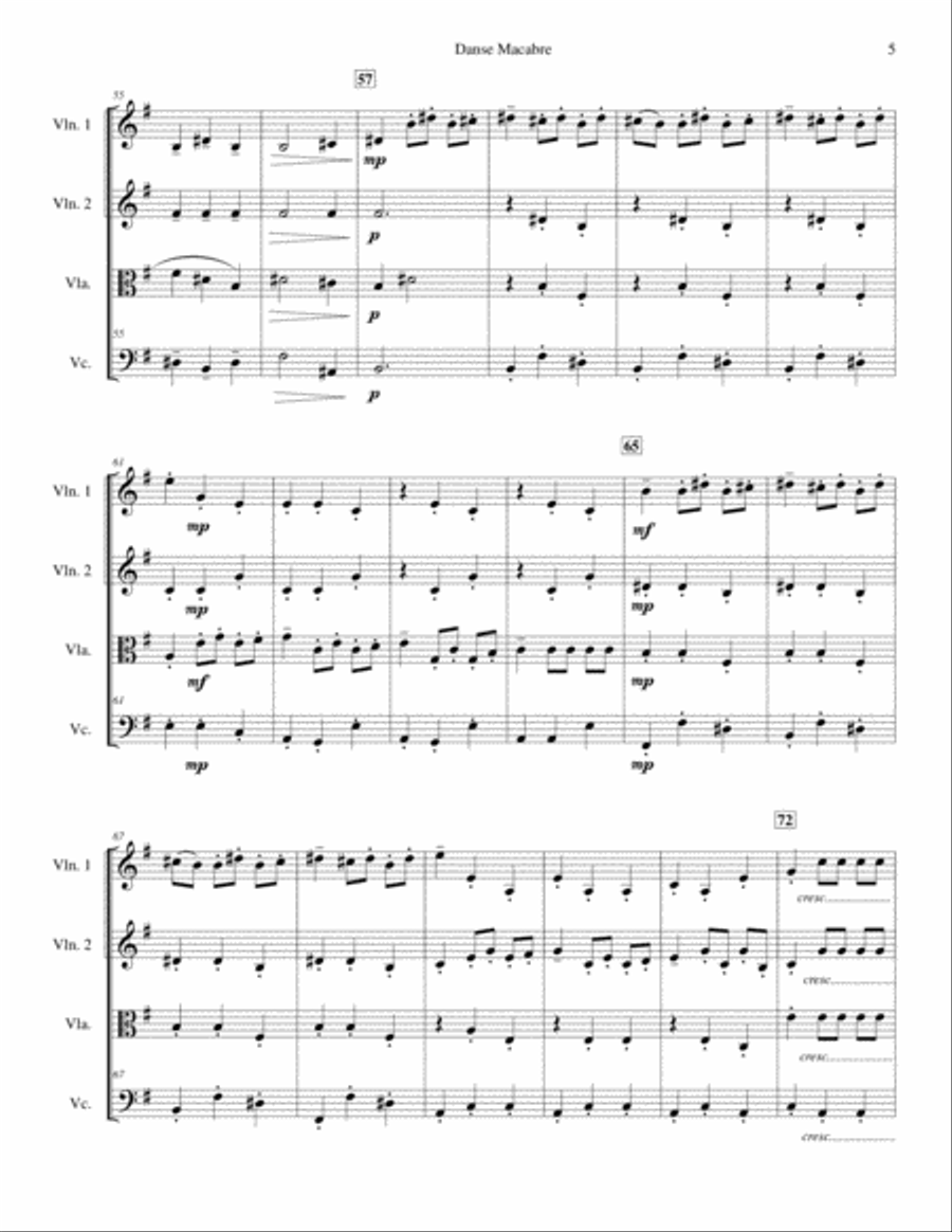 Danse Macabre for String Quartet String Quartet scores gallery preview page 5