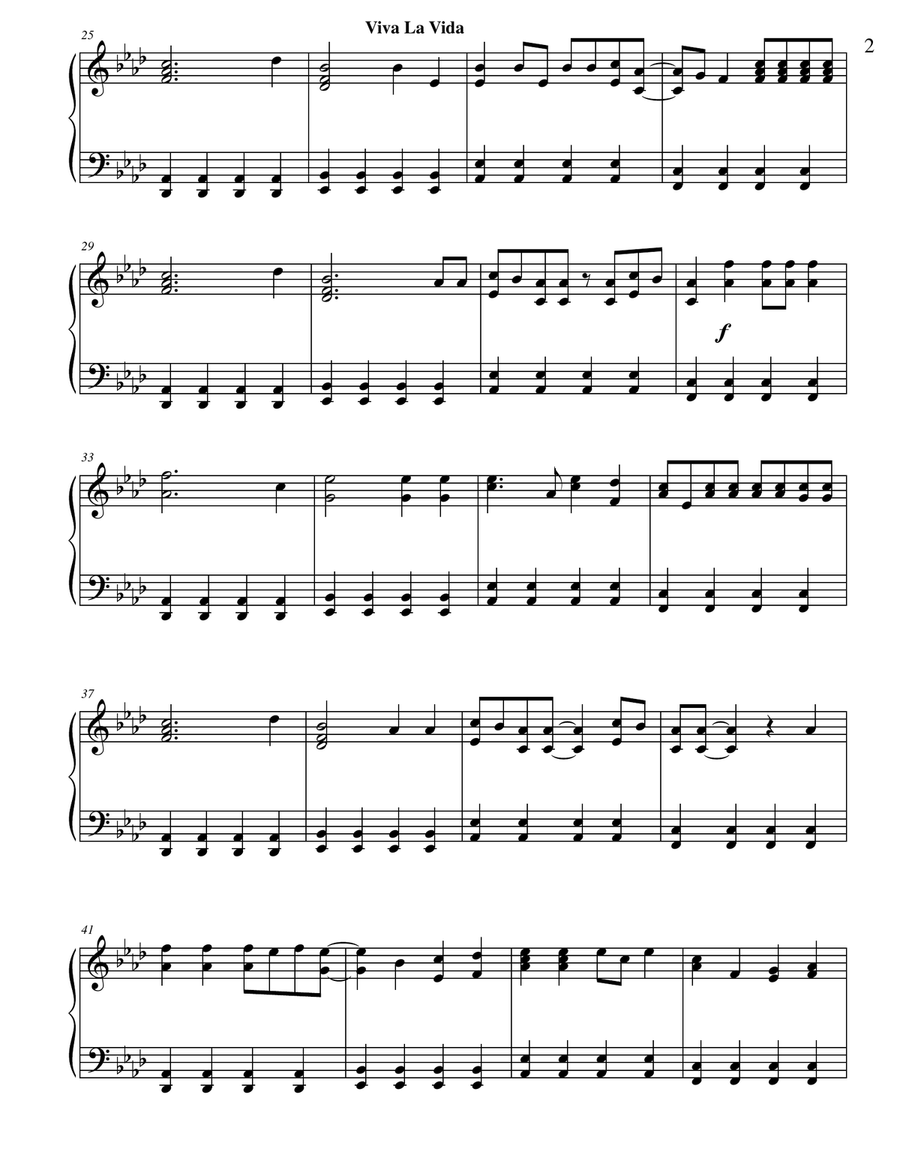 Viva La Vida Piano Solo scores gallery preview page 2