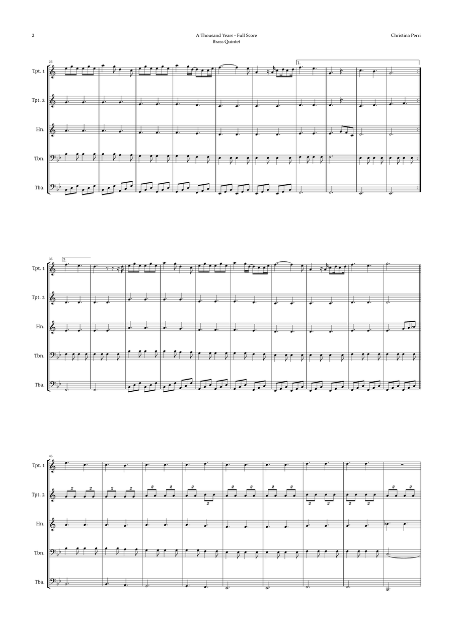 A Thousand Years Brass Quintet scores gallery preview page 2