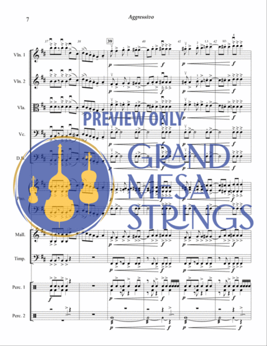 Aggressivo for Strings & Percussion String Orchestra scores gallery preview page 8
