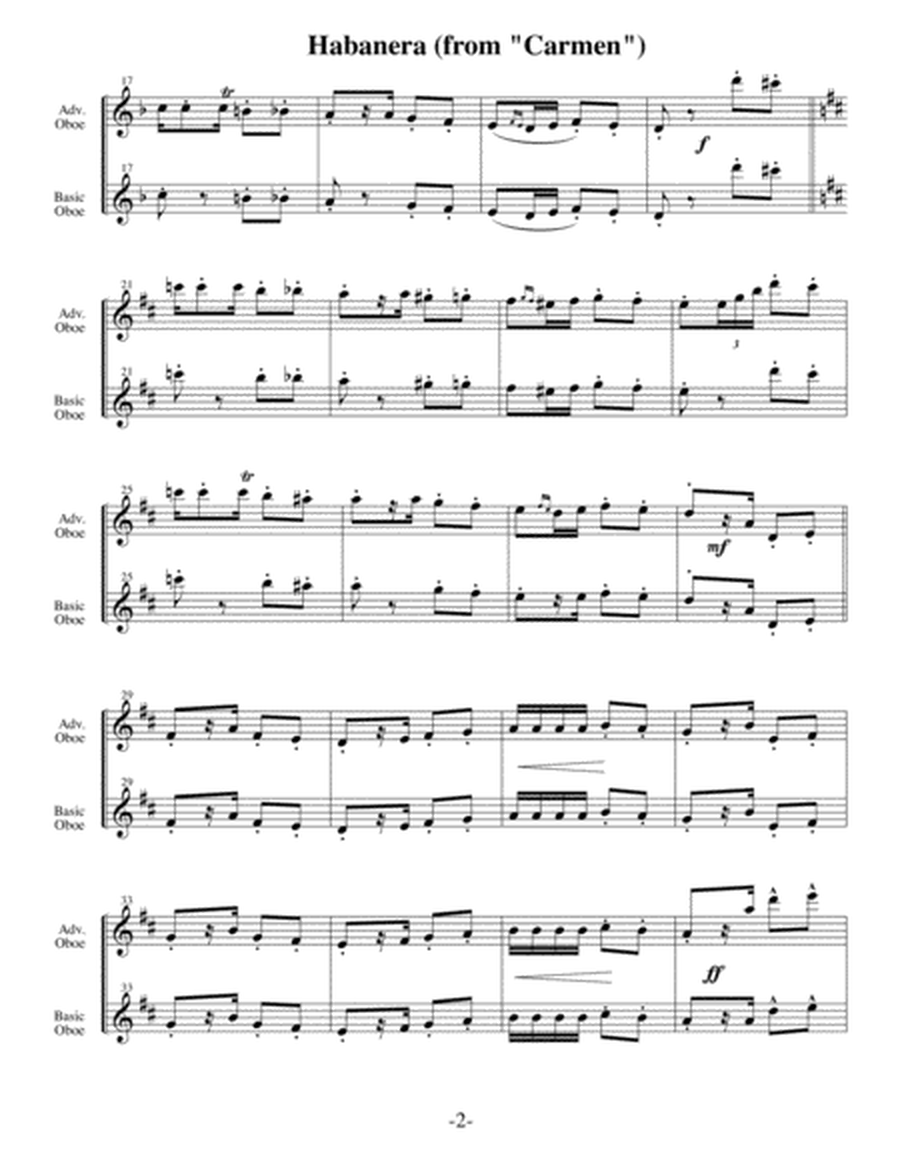 Habanera - Bizet ( Arrangements Level 2-5 for OBOE + Written Acc) image number null