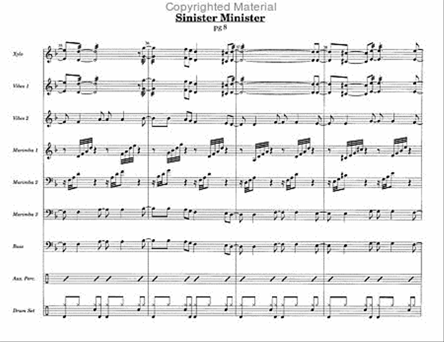 Sinister Minister, The Percussion Ensemble scores gallery preview page 6