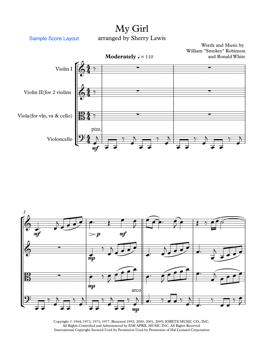 My Girl String Trio scores gallery preview page 1
