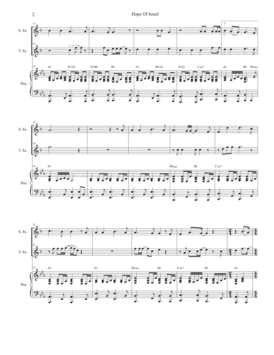 Hope Of Israel Tenor Saxophone scores gallery preview page 2