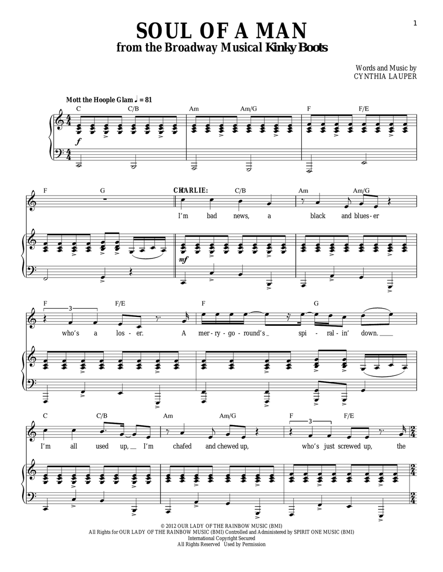 Soul Of A Man Piano, Vocal scores gallery preview page 1
