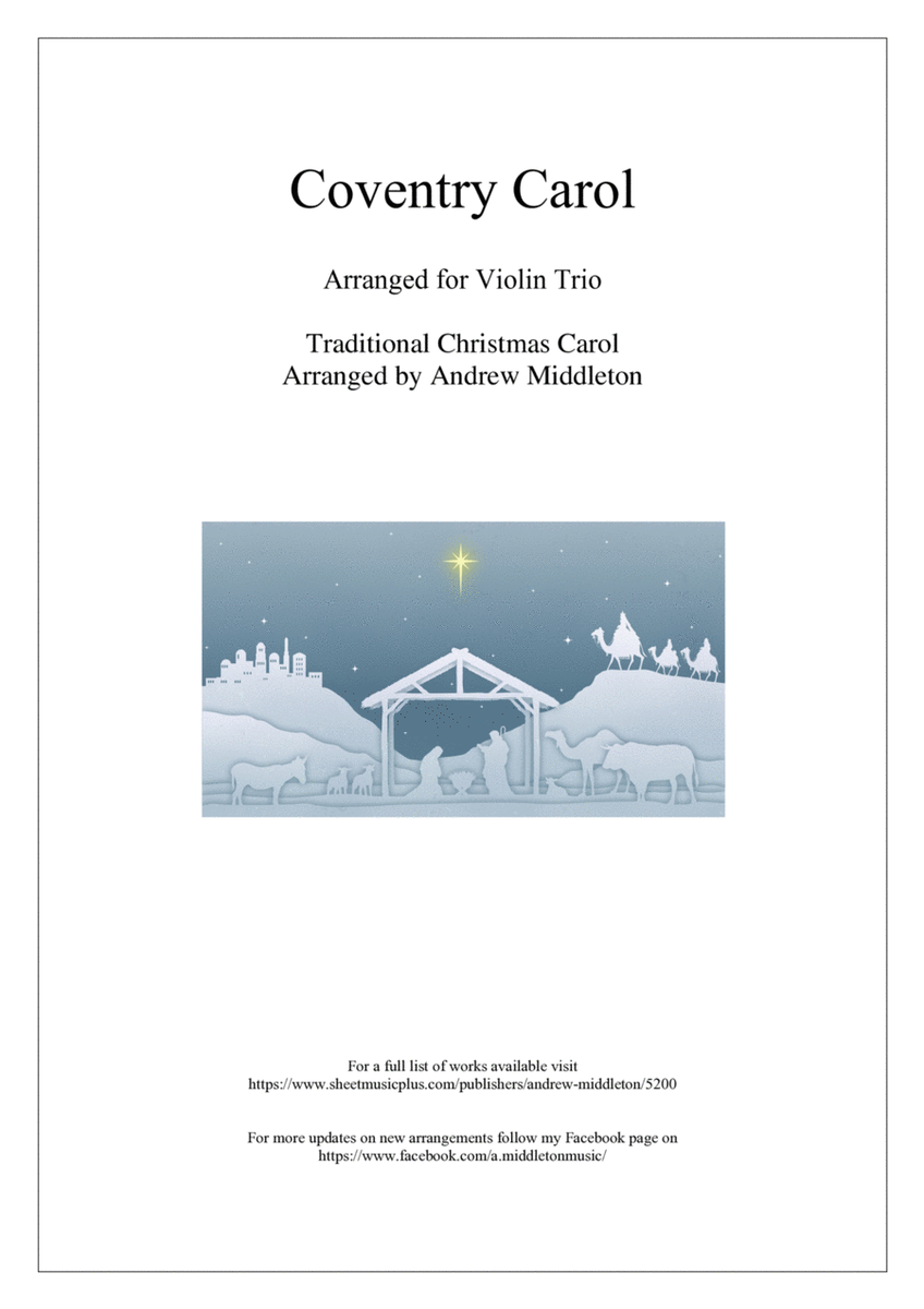 Coventry Carol arranged for Violin Trio image number null