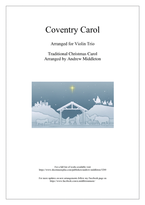 Book cover for Coventry Carol arranged for Violin Trio