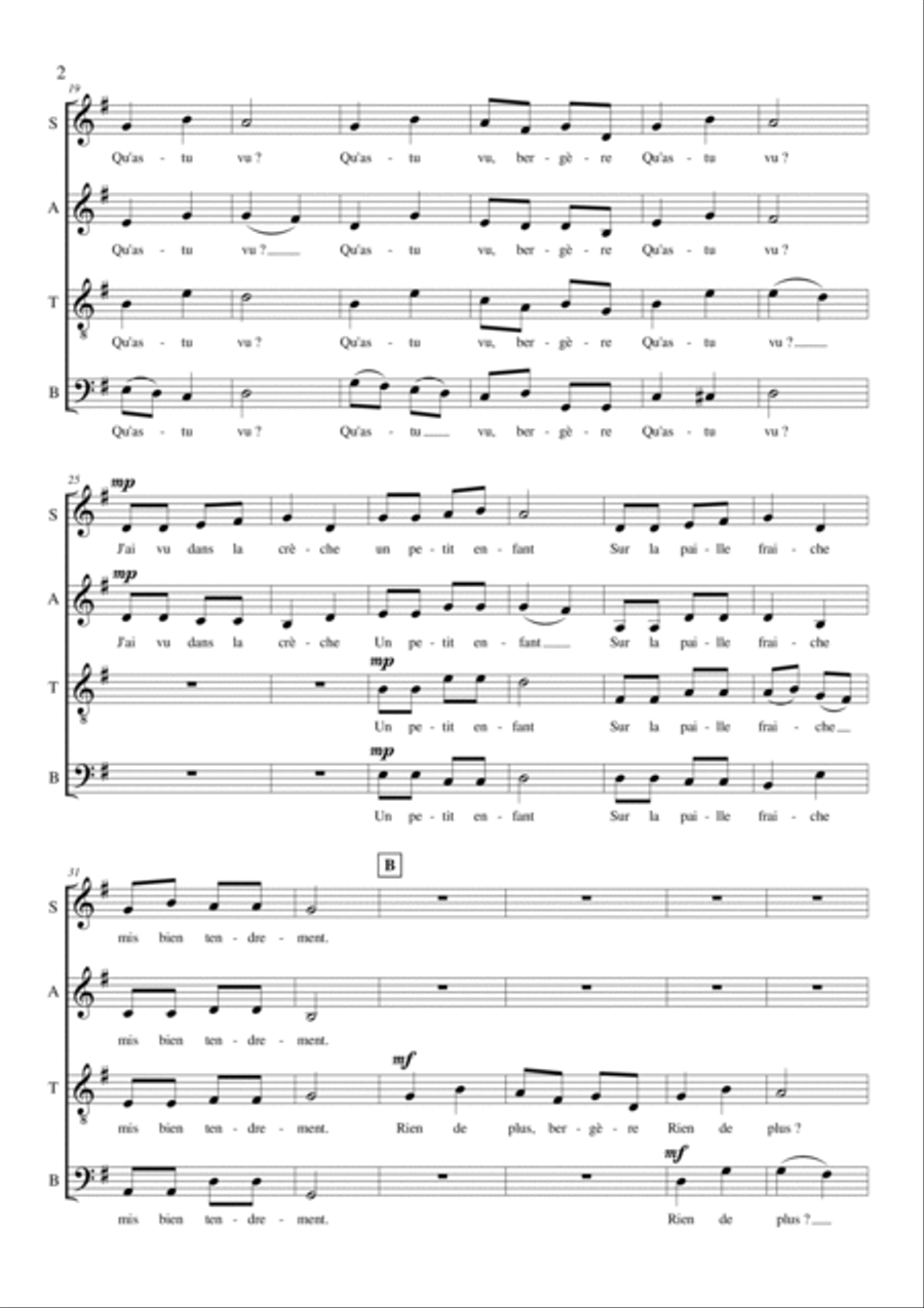 D'où viens - tu bergerè? (A Cappella) 4-Part scores gallery preview page 2