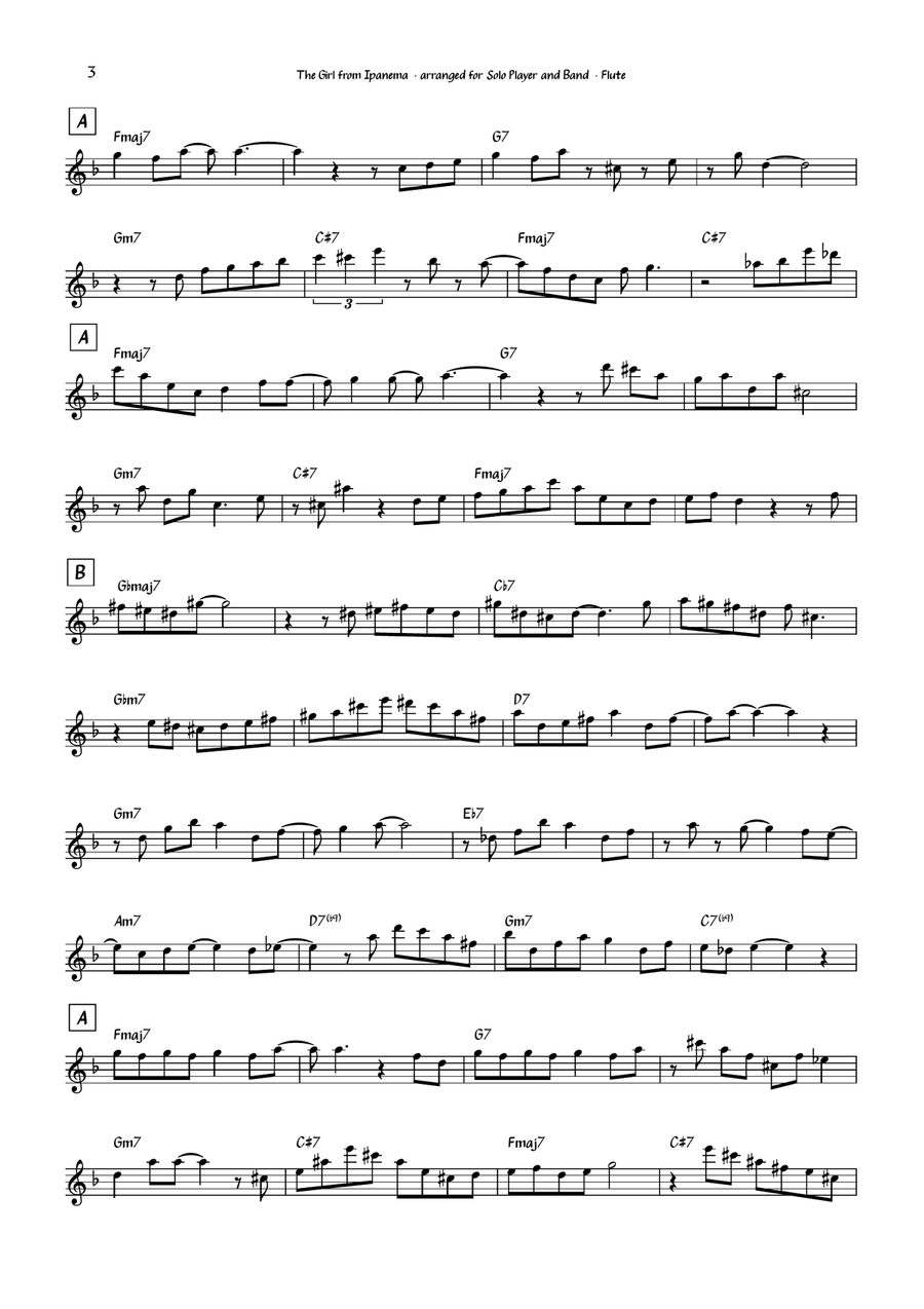 The Girl From Ipanema (garôta De Ipanema) Flute Solo scores gallery preview page 3