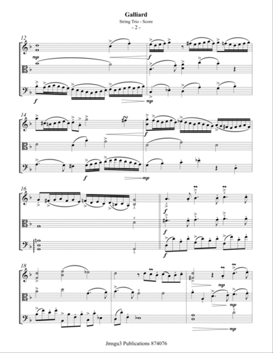 Bull: Galliard for String Trio String Trio scores gallery preview page 2
