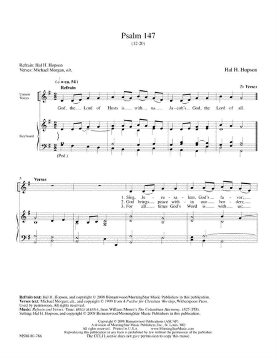 Psalm 147:12-20 4-Part scores gallery preview page 1