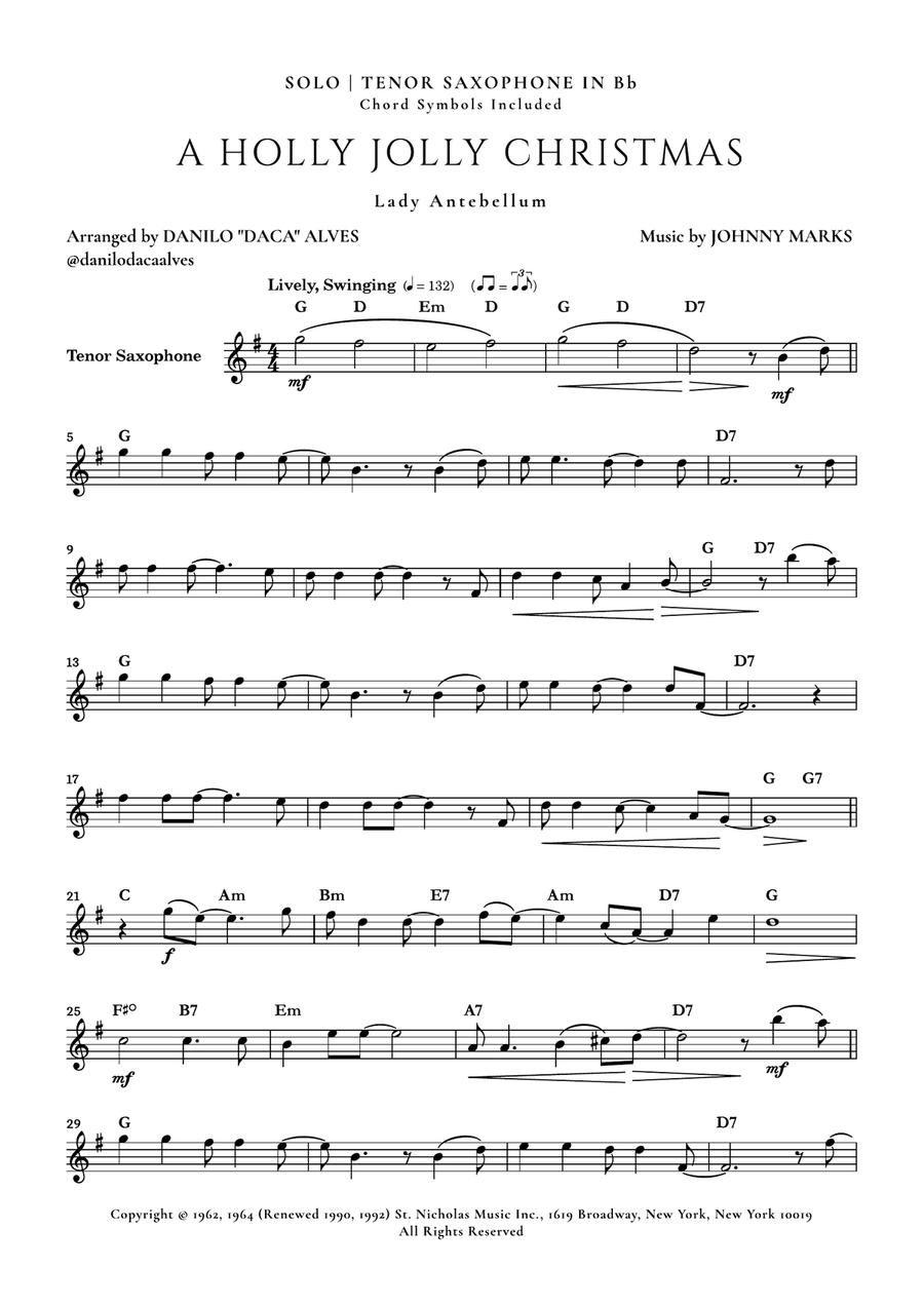 A Holly Jolly Christmas Tenor Saxophone scores gallery preview page 1