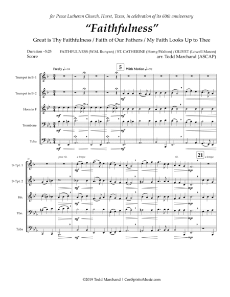 "Faithfulness" - a medley for brass quintet image number null