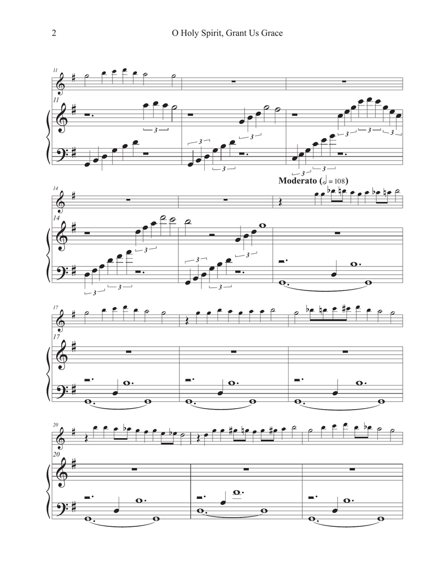 O Holy Spirit Grant Us Grace (Hymn Tune: ES IST GEWISSLICH) Flute Solo scores gallery preview page 2