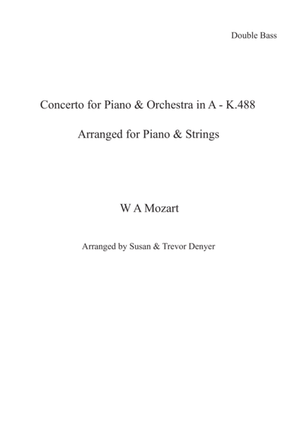 Concerto for Piano & Orchestra in A K.488 for String Quintet image number null