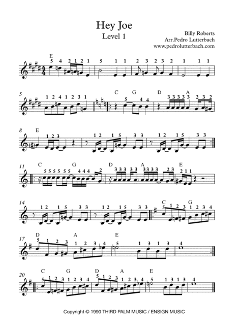 Hey Joe Easy Piano scores gallery preview page 1