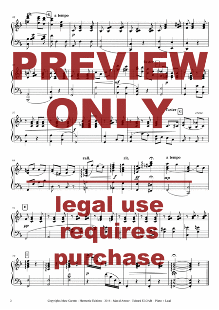 Salut d'Amour - LiebesGruss - EDWARD ELGAR - ALTO SAXOPHONE and PIANO - Arrangement by Marc GARETTO Alto Saxophone scores gallery preview page 6