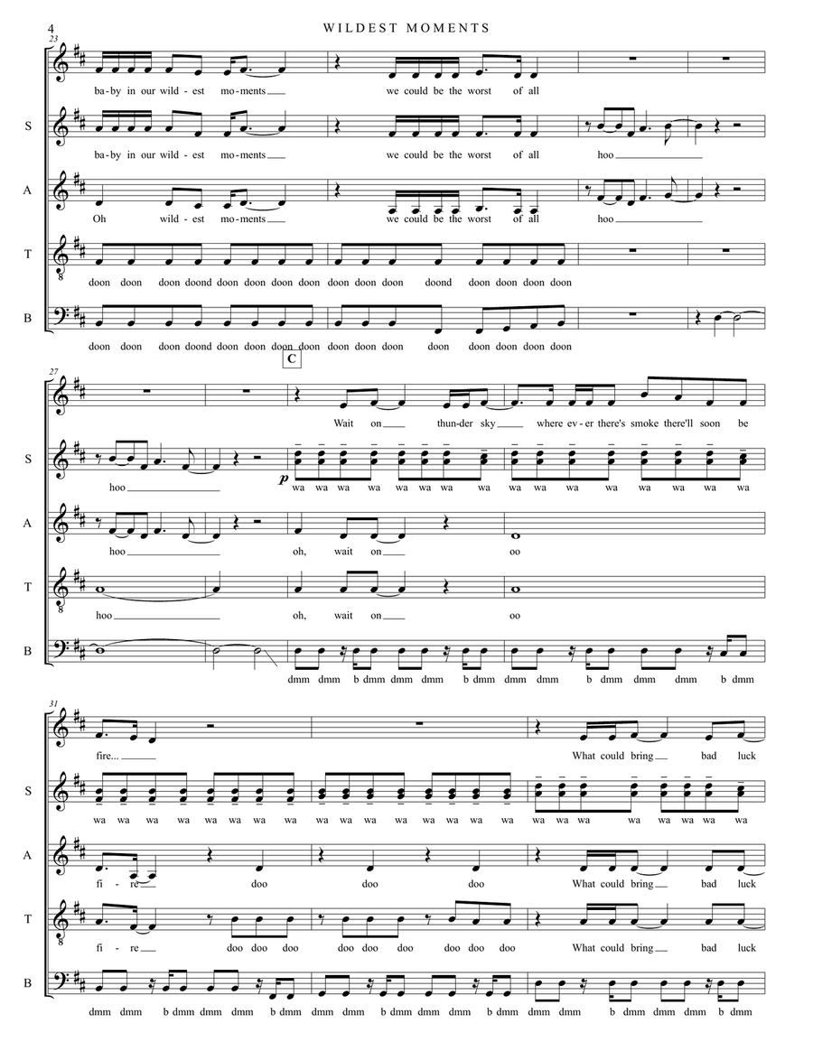 Wildest Moments 4-Part scores gallery preview page 4