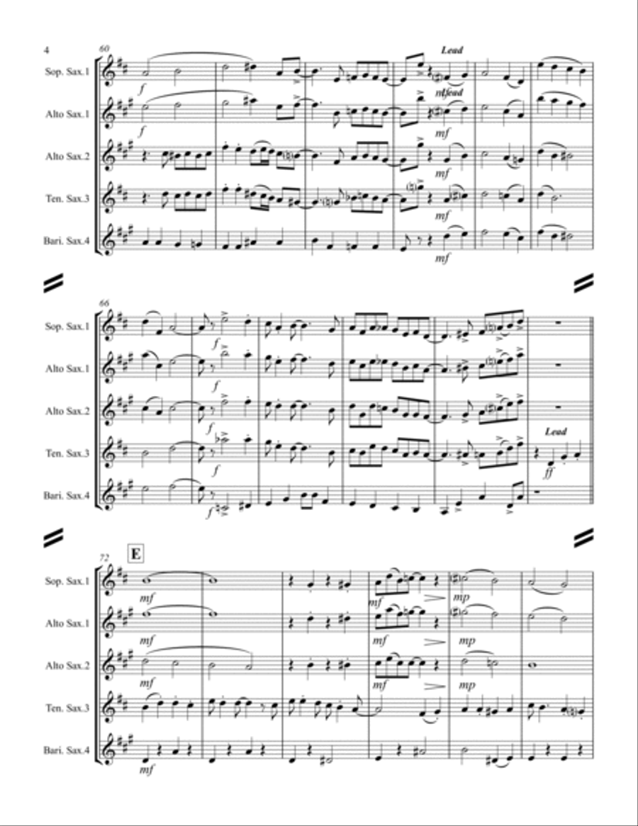 (There's No Place Like) Home For The Holidays Saxophone Quartet scores gallery preview page 5