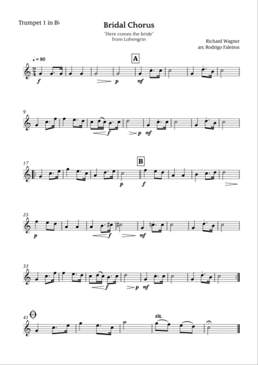 Bridal Chorus (Here Comes The Bride) Brass Quintet scores gallery preview page 4