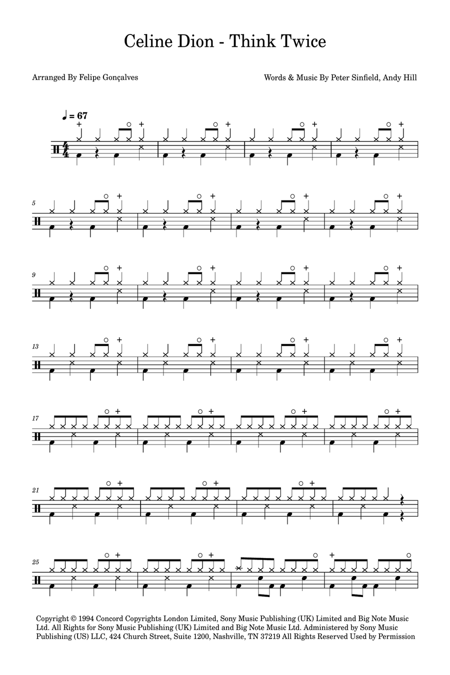 Think Twice Drum Set scores gallery preview page 1