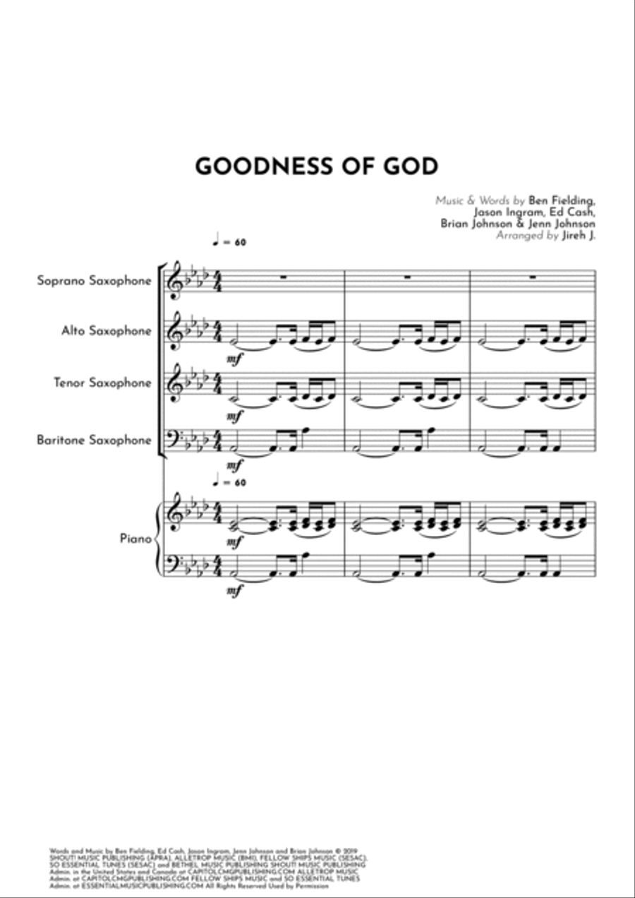 Goodness Of God Saxophone Quartet scores gallery preview page 2