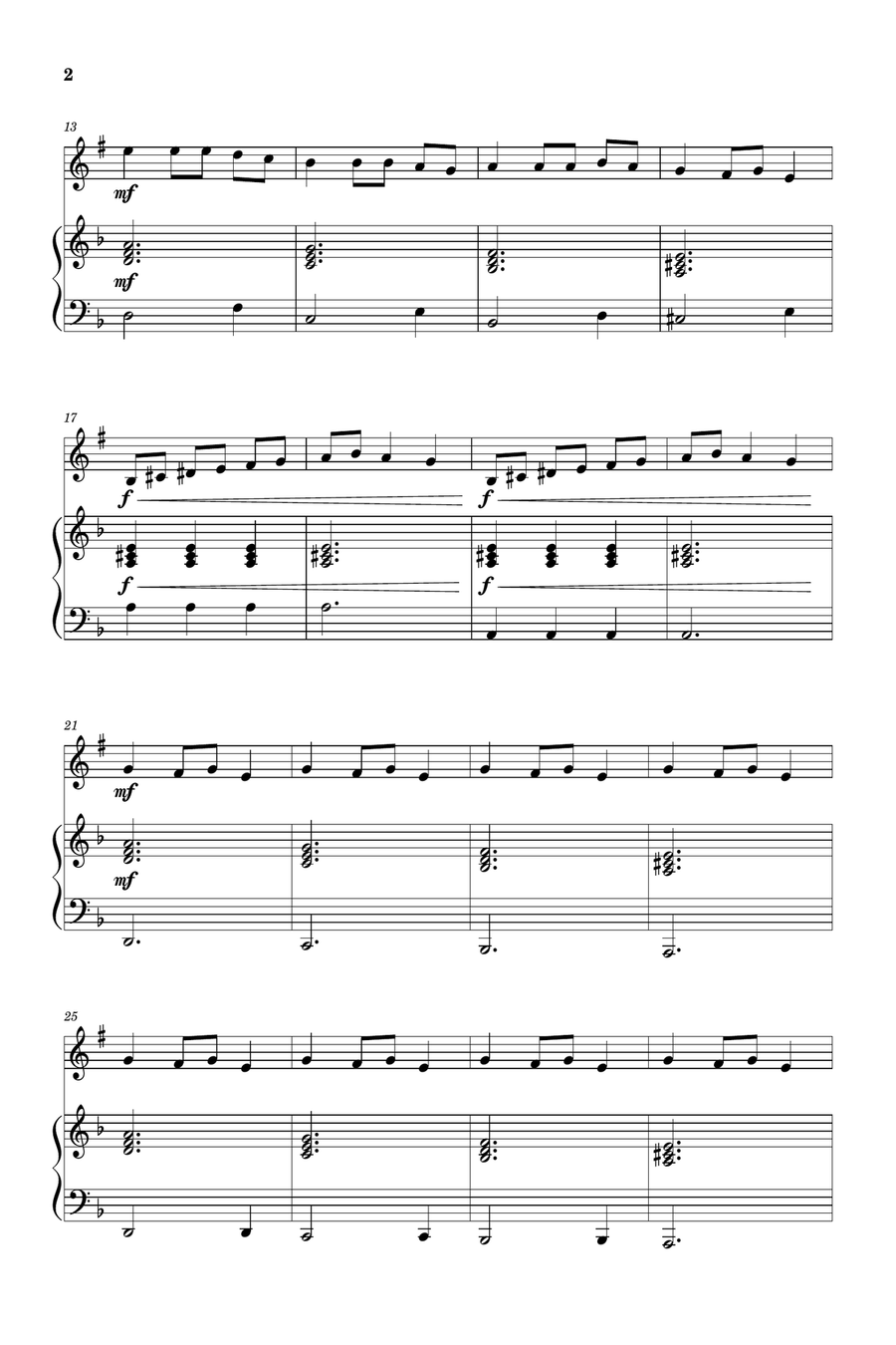 Carol of the Bells for Trumpet in Bb and Piano (Very Easy - Beginner) in D minor B-Flat Trumpet scores gallery preview page 2