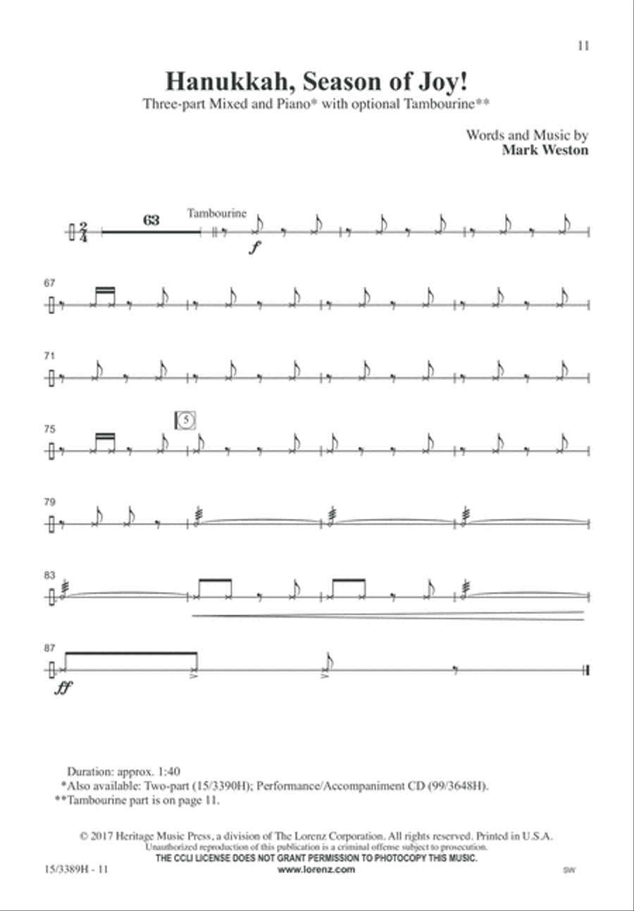 Hanukkah, Season of Joy! 3-Part scores gallery preview page 11