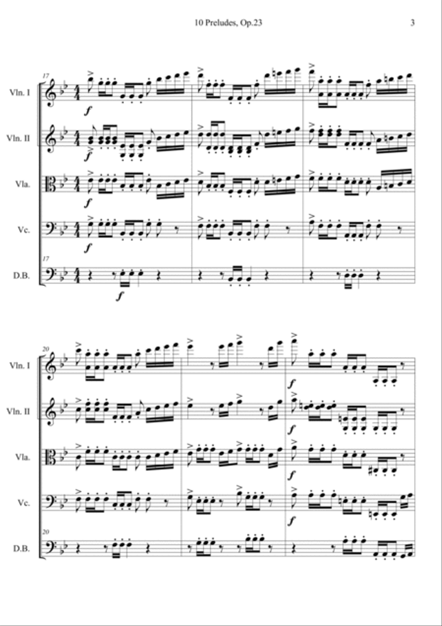 10 Preludes, Op.23 No. 5 String Quintet scores gallery preview page 3