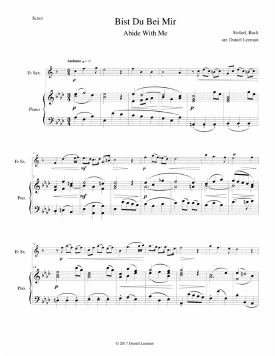 Bist Du Bei Mir for Alto Saxophone & Piano Alto Saxophone scores gallery preview page 2