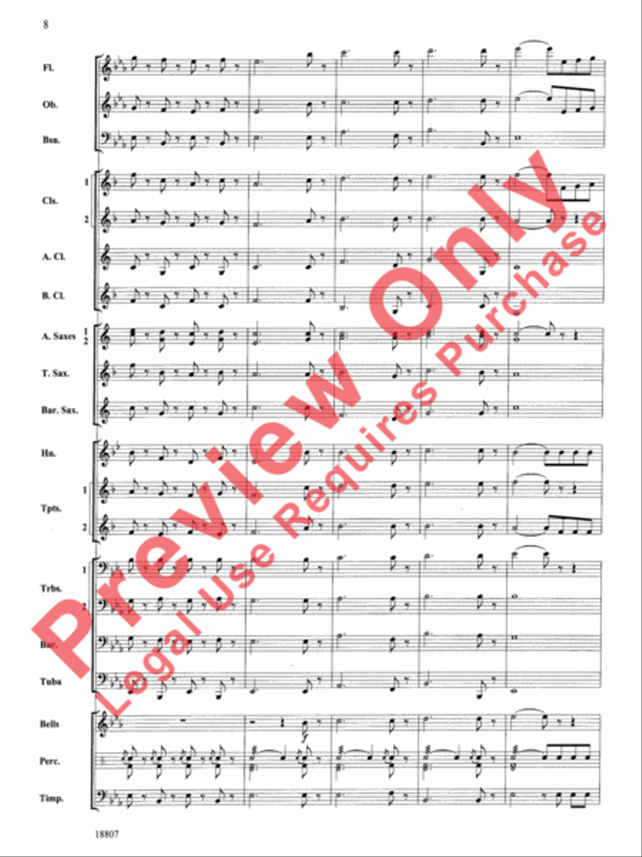 Beethoven's Fifth Christmas Concert Band scores gallery preview page 9