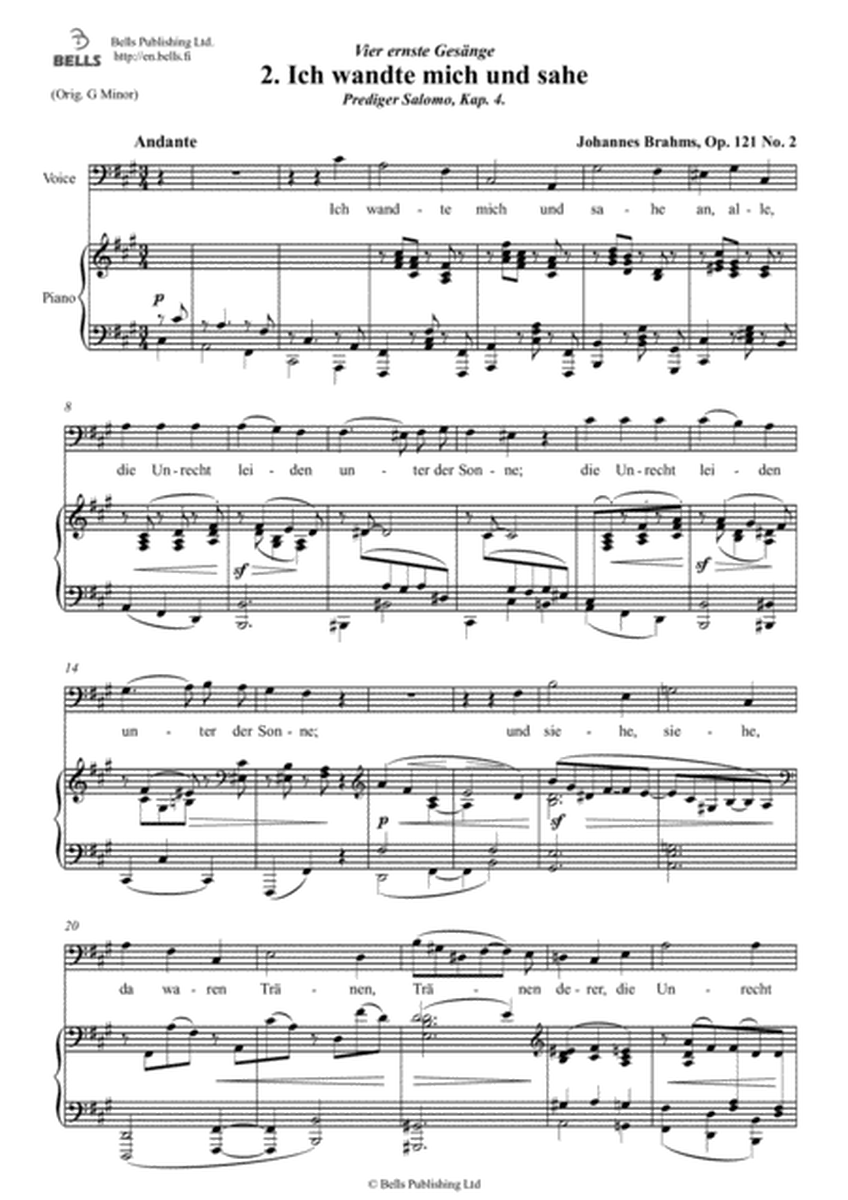 Ich wandte mich, Op. 121 No. 2 (F-sharp minor)