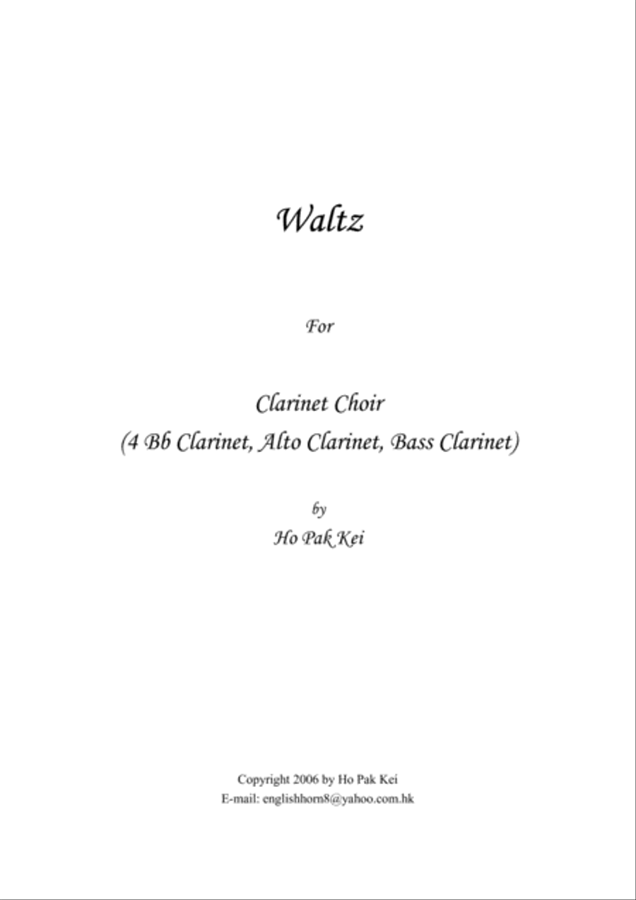 Waltz for Clarinet Choir Clarinet Choir scores gallery preview page 1