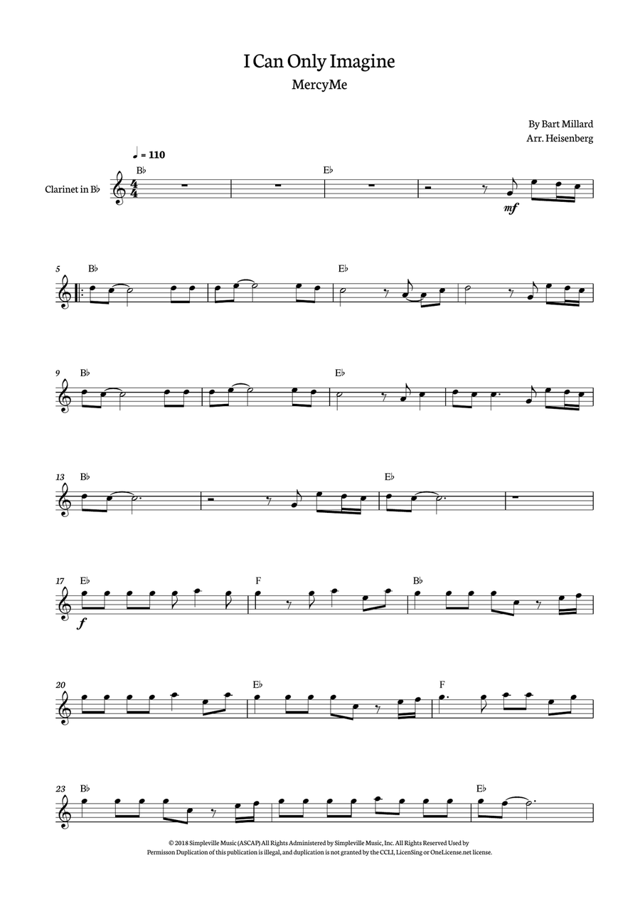I Can Only Imagine I Can Only Imagine B-Flat Clarinet scores gallery preview page 1