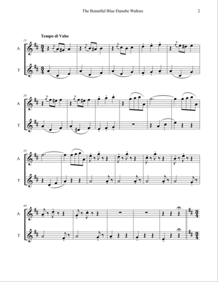 Blue Danube Waltzes for Recorder Duet Woodwind Duet scores gallery preview page 5