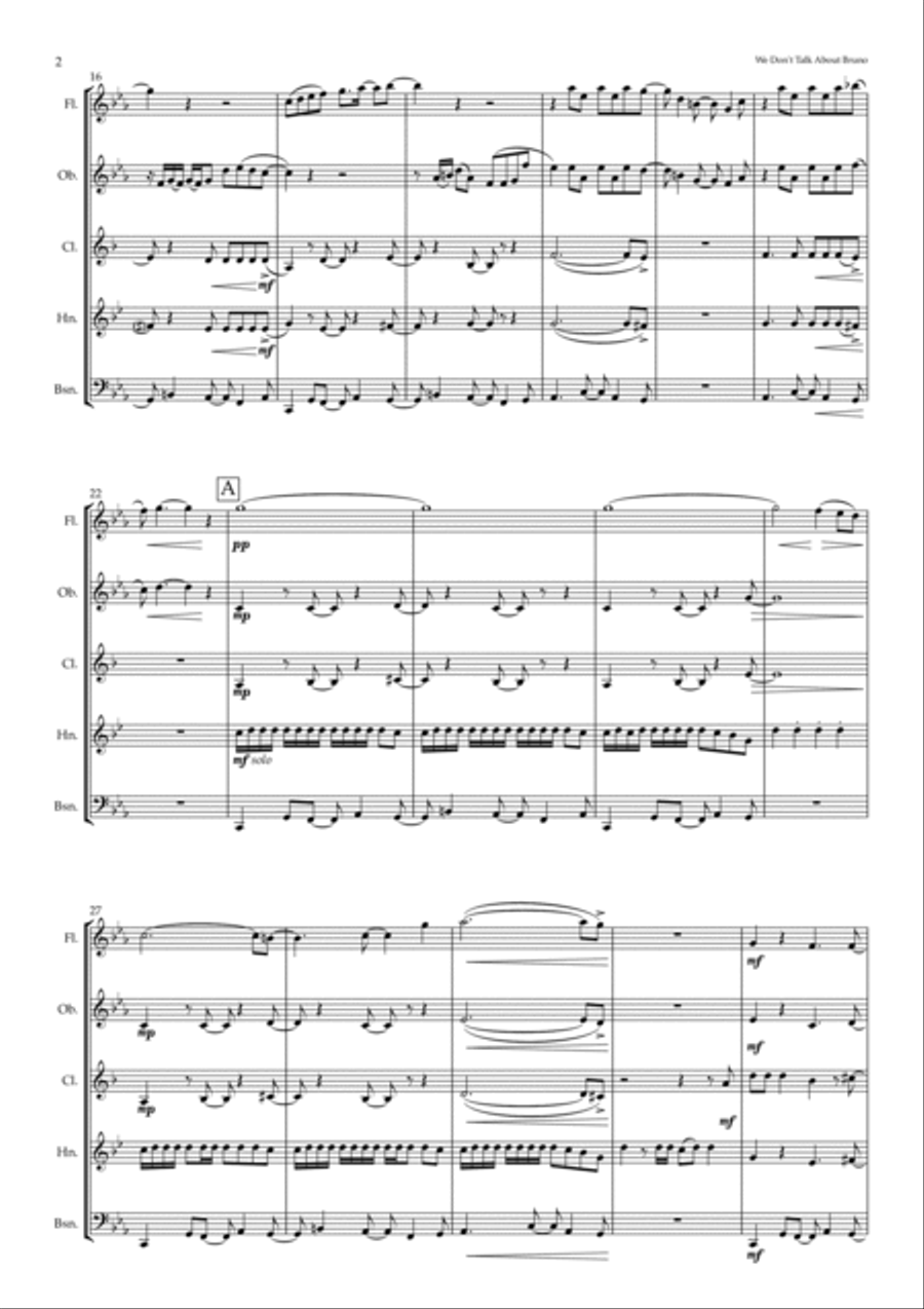 We Don't Talk About Bruno Woodwind Quintet scores gallery preview page 2