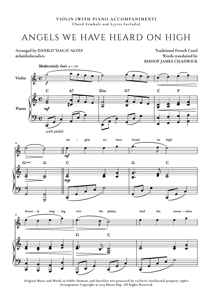 Angels We Have Heard On High Violin Solo scores gallery preview page 1