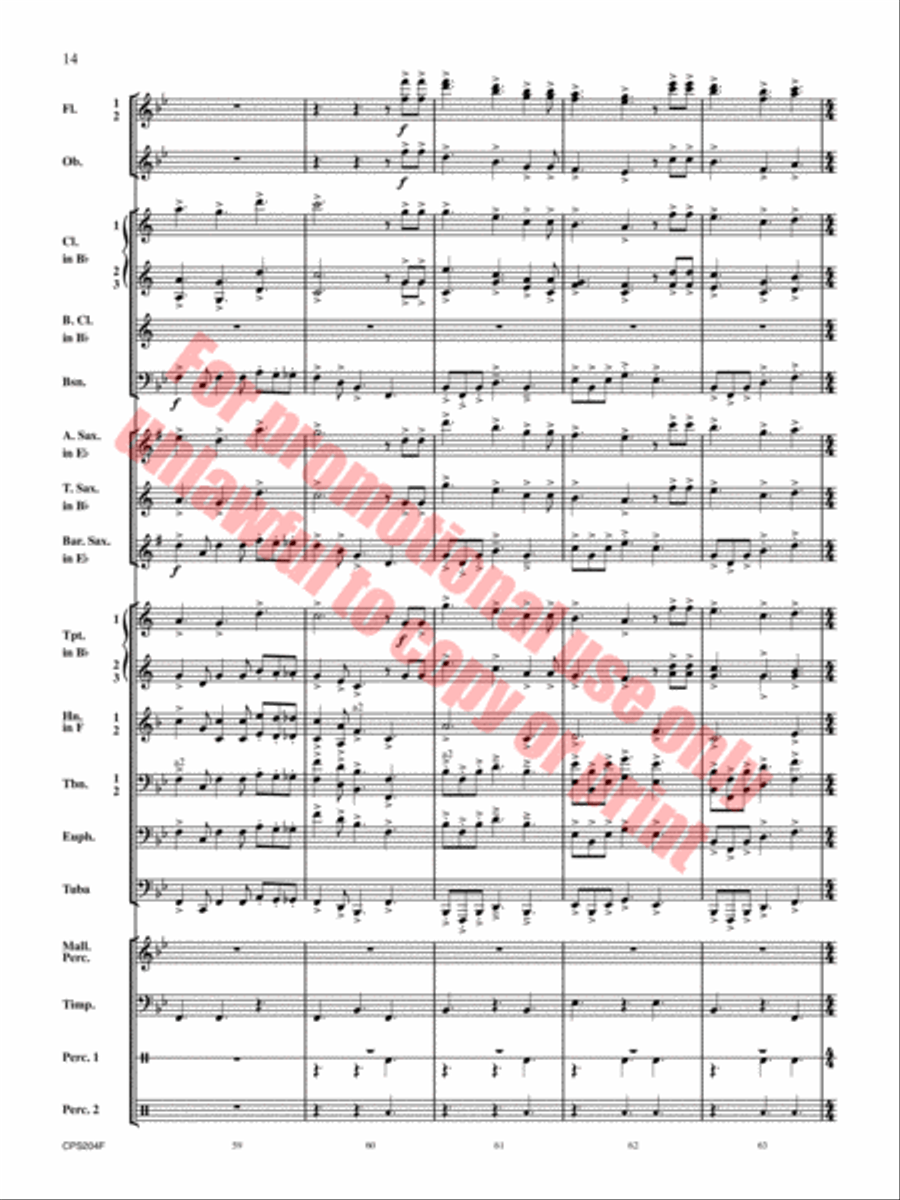 Happy Birthday Theme and Variations Concert Band scores gallery preview page 15