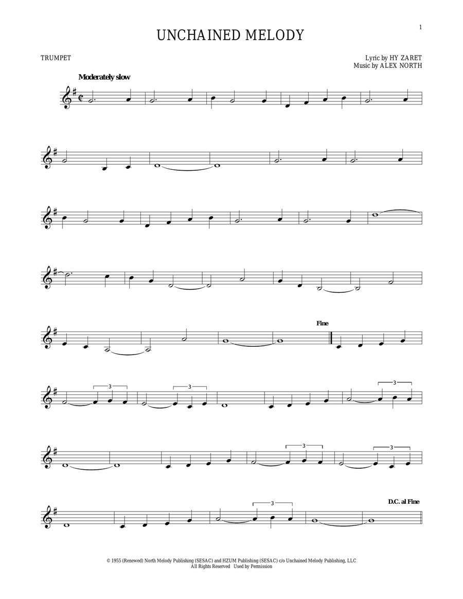 Unchained Melody Unchained Melody Trumpet Solo scores gallery preview page 1