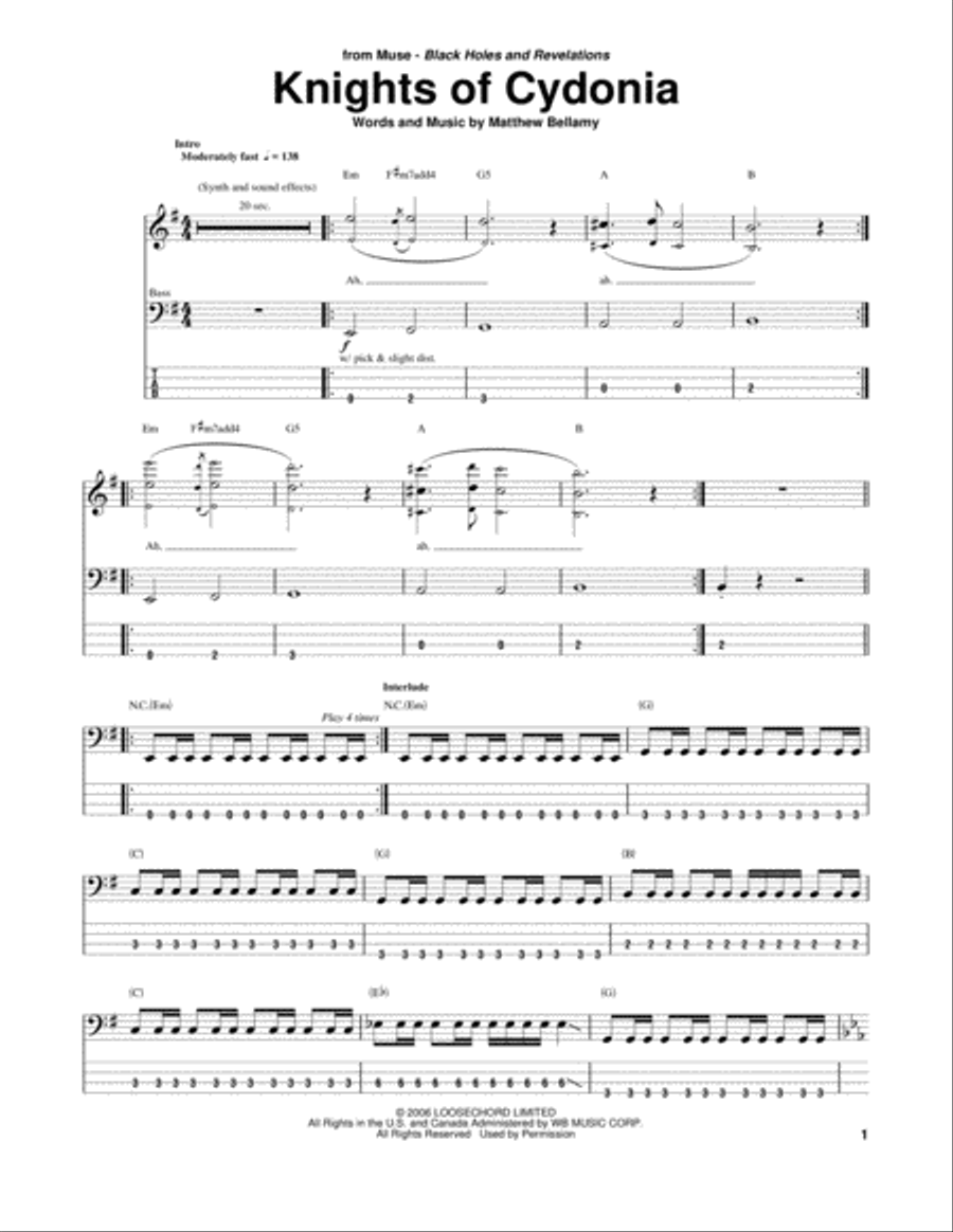Knights Of Cydonia Guitar Tablature scores gallery preview page 1