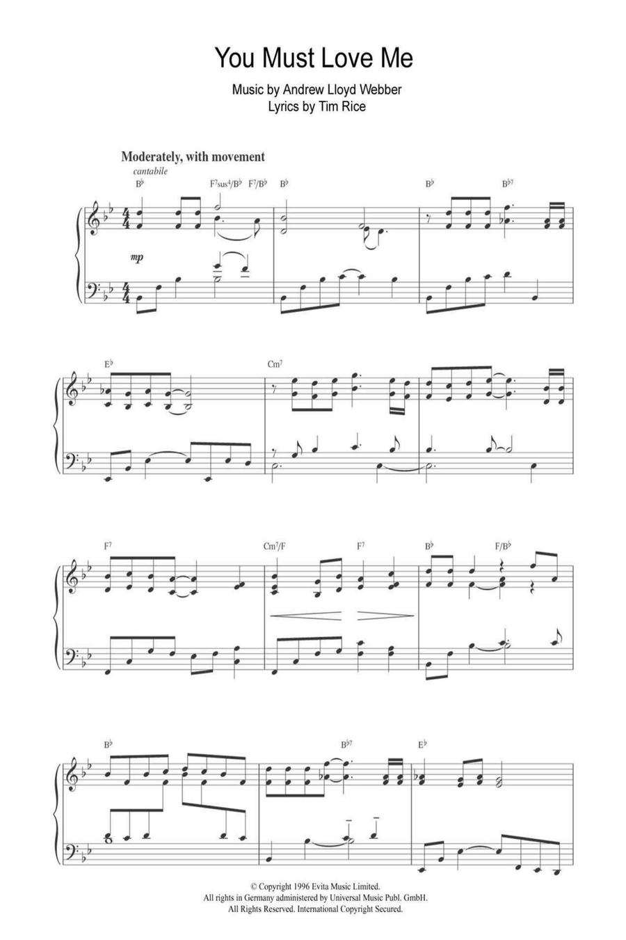 You Must Love Me Piano Solo scores gallery preview page 1
